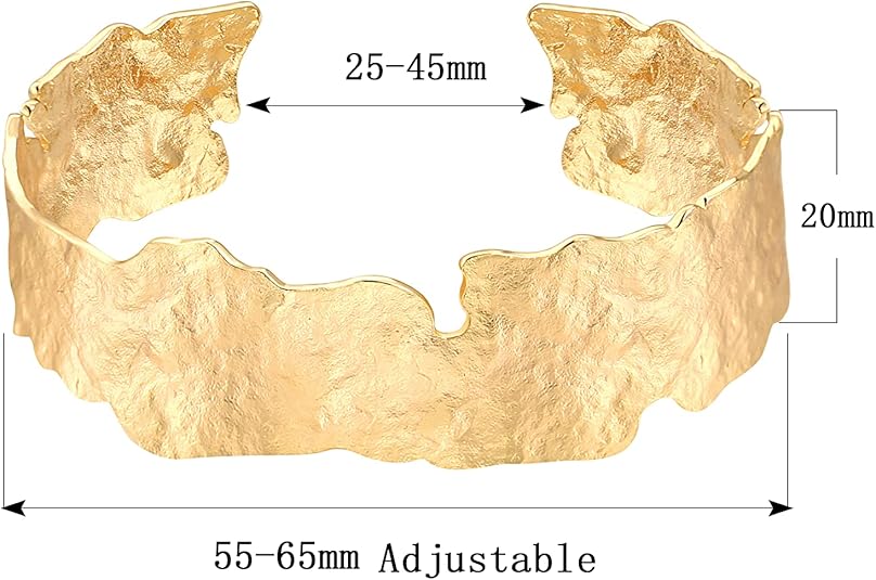 18K Gold Plated Open Bangle Cuff Bracelets Adjustable Dainty Boho Cuff Bangle Bracelets Handemade Jewelry for Women