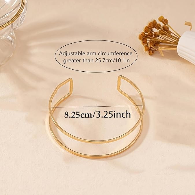 Cuff Bracelet for Women Gold Arm Cuff Upper Arm Layered Cuff Bangle Bracelet Minimalist Armband Stackable Jewelry for Summer Beach